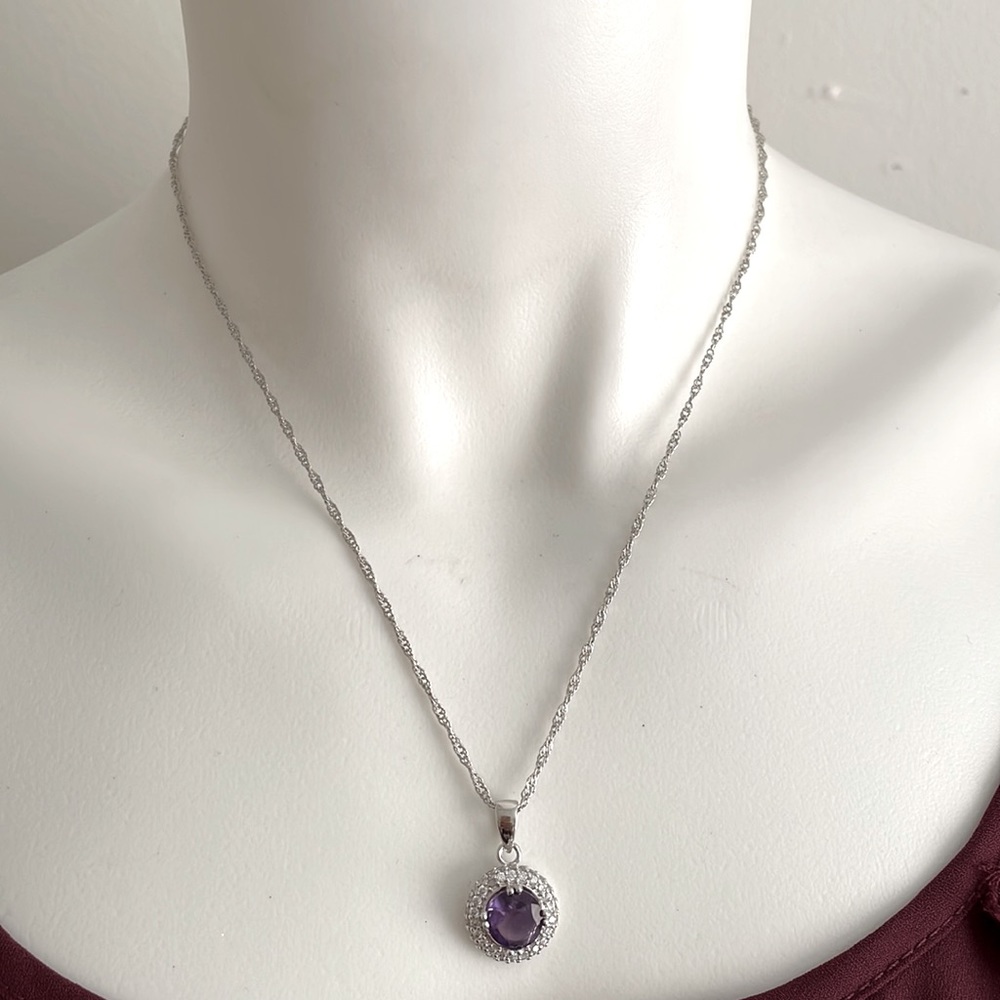 925 sterling silver necklace and pendant amethyst